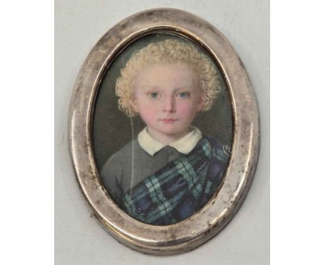  William Egley - A fine miniature portrait  (Af) - Head and shoulders, full face.  Depicting 'The Hon Paulyn Hastings -1862' 
