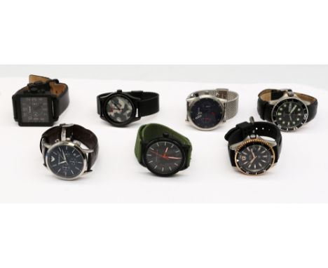 Selection of Seven Watches. To include an Emporio Armani AR-2494 111807 Watch, Armani Exchange AX1468 and Hugo Boss Watch.  A