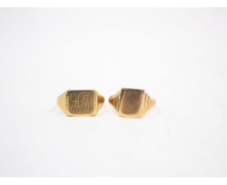Two Gold Signet Rings  There is an Initialed "WH" 9ct Signet Ring that is hallmarked "9 375" for 9ct Gold. Ring Size R. There
