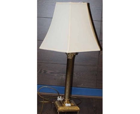 BRASS COLUMN TABLE LAMP