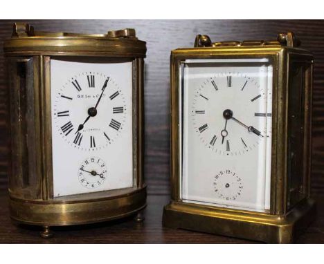 BRASS CARRIAGE CLOCK WITH ALARM
and another carriage clock in case (A-F)