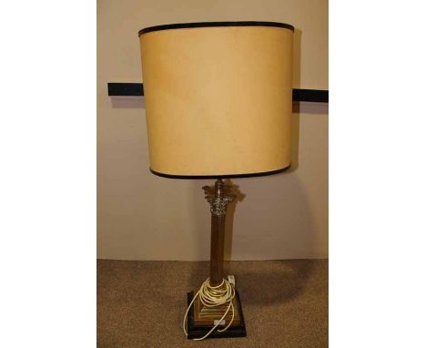 BRASS COLUMN TABLE LAMP 