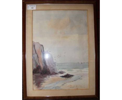 BRITISH SCHOOL (20TH CENTURY), SEA CLIFFS watercolour on paper, signed indistinctly 'Frank Rash Argyel' (?) 34cm x 24cm Mount