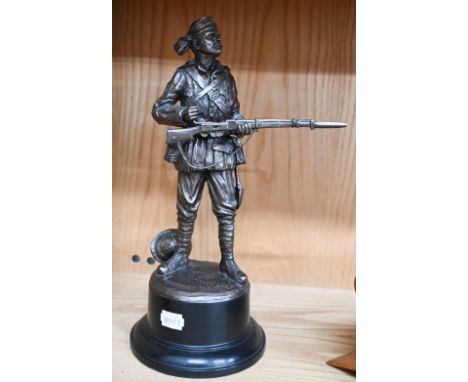 Spelter figure of a British Army Chindit by Eliot - 'A Gentleman in Khaki' 34 cm high overall 