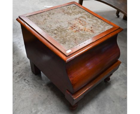 A Victorian mahogany step-commode on short turned legs 