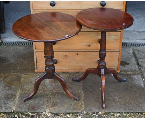 Two 19th century oak/mahogany tripod occasional tables a/f (2) 