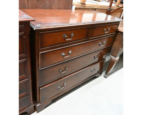 A Georgian style reproduction mahogany chest of two short over three long graduating drawers on shaped bracket feet, 105 cm w