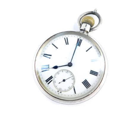 A Victorian gentleman's silver cased pocket watch by Thomas Peake, 118 Waldorf Street, London., keyless wind, circular enamel