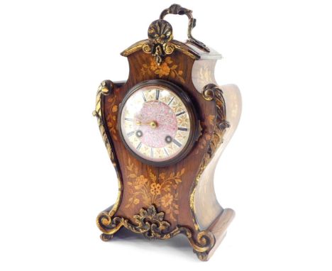 A French late 19thC rosewood and inlaid mantel clock, by Jean-Baptiste Delettrez., for Watson of Kings Street, Cheapside, Lon