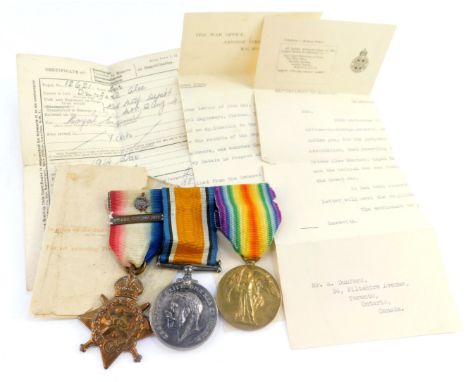 A group of World War I medals named to Dvr A Dunford, Royal Engineers, 12621, comprising 1914 star with rosette and clasp for