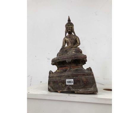 A Thai of Burmese gilt and lacquered wood figure of the Buddha
