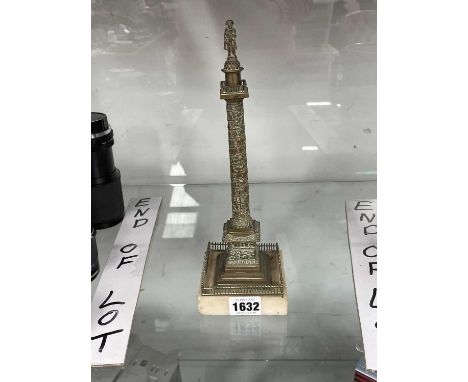 A bronze model of Napoleon's Place de Vendome column commemorating the battle of Austerlitz. H 27cms