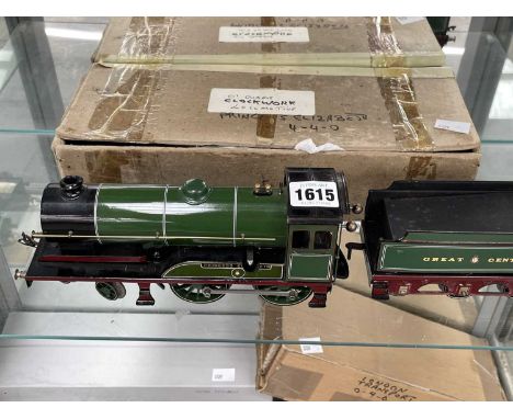 A Basset-Lowke 0 guage clockwork 4-4-0 Princess Elizabeth Great Central locomotive and tender