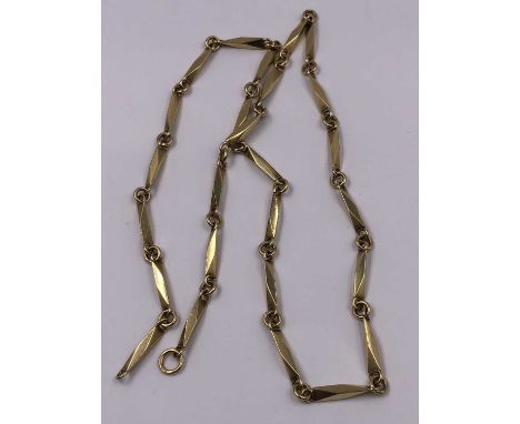 A 9ct hallmarked solid gold fancy link necklace chain. Length 60 cms. Weight 36.05 grams. 