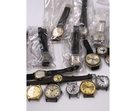 A collection of vintage wrist watches, including Vilmar, Sekonda, Casio, F.H.B Calendar, Mickey Mouse, Junghans, Timex, Rocar