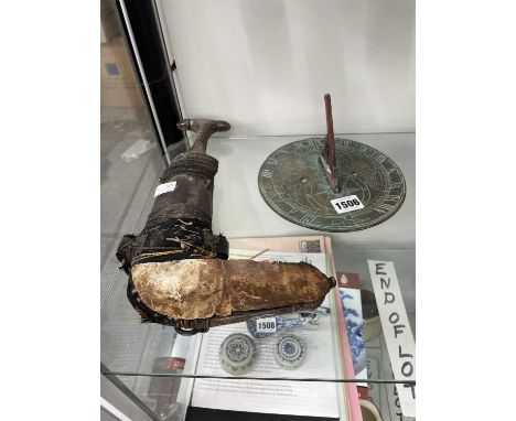 An Arabian dagger together with a bronze sundial