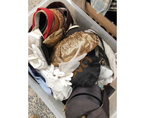 A selection of ladies' vintage and other bags, shoes, belts, umbrellas and gloves. Including Angel Jackson, Bally, Sonata, Se