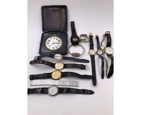 A 9ct hallmarked gold Marvin ladies wrist watch, head and strap and other watches: Swatch, Rotary, Pulsar, Avia, and a Swiss 