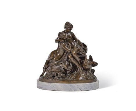 Groupe en bronze patiné représentant Léda et Zeus en cygneD'après Etienne Maurice Falconnet (1716-1791), France, vers 1840-18