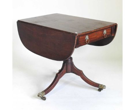 A Regency mahogany pembroke table, on a splayed tripod base84w x 55d x 74h cm