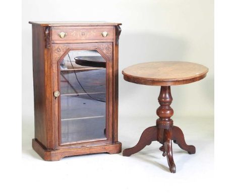 A Victorian walnut pier cabinet, together with a tripod table (2)56w x 34d x 189cm cabinet