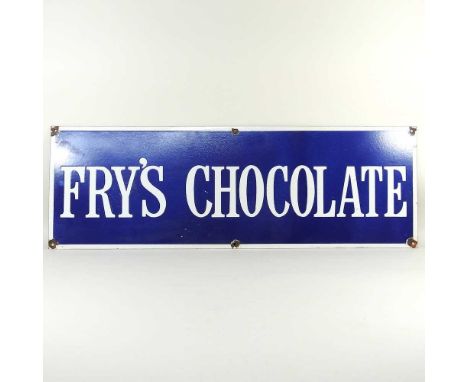A vintage style enamel Fry's Chocolate advertising sign, 31 x 91cm