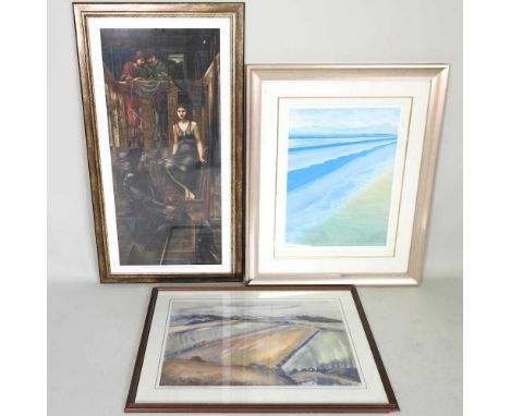 Lynn Poland, contemporary, late tide, signed in pencil, lithograph, 55 x 40cm, together with a print and Shirley May, Downs f