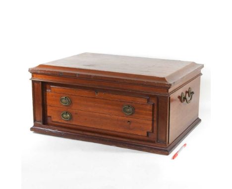 An early 20th century mahogany cutlery canteen box, bearing a label for Harrods. Note: a non-transferable ivory exemption cer