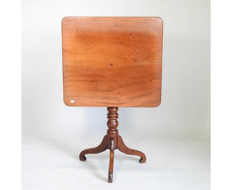 A 19th century mahogany occasional table, with a square tilt top, on a tripod base, 67 x 61cm