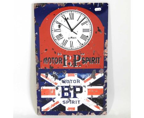 A modern BP motorsport metal advertising clock, 50 x 30cm