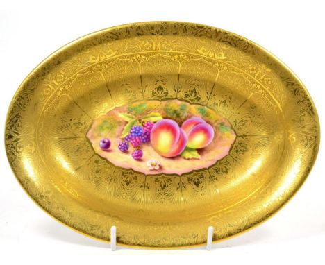 H Henry signed Royal Worcester fruit painted dish 