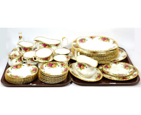 A part service of Royal Albert Old Country Roses tea and dinner wares, including eight dinner plates; two sauceboats and stan
