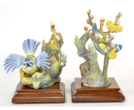 A pair of Royal Worcester models of blue tits by Dorothy Doughty (with certificates) 