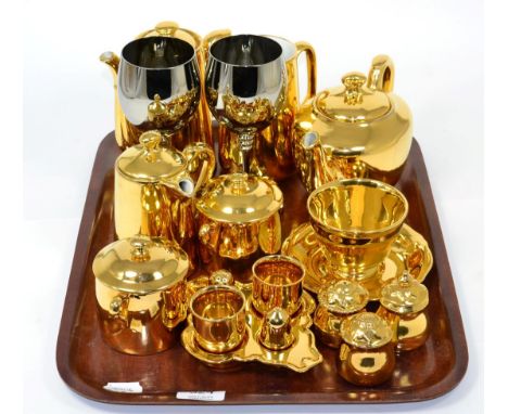 A selection of Royal Worcester and Royal Winton gold plated wares together with a pair of silvered glasses (qty)