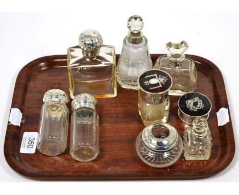 Nine various silver mounted jars, flasks, boxes etc Usual ink cancellations crossing signature once, slight spotting and  lig