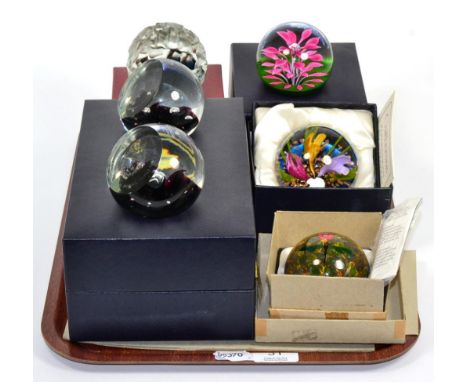 Six Caithness paperweights including Duet for Prince Charles and Lady Diana's wedding (all boxed) 