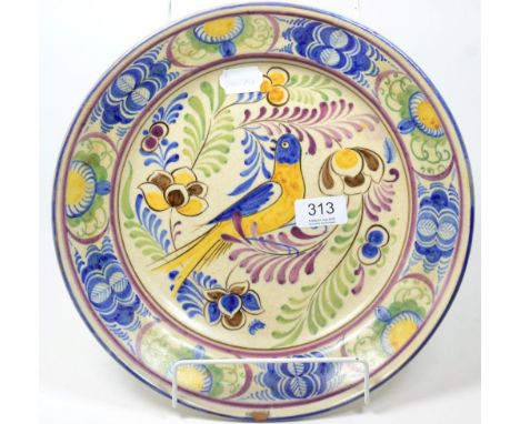 A traditional Poole Pottery bird design dish, circa 1930's, shape 662 (12 inches)