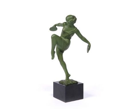 After Pierre Le Fagueys (1892-1962) Dancer with cymbals signed 'Fayral' patinated spelter  26.5cm high.