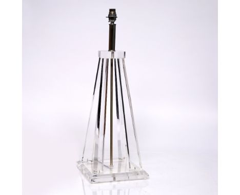 American School Lucite lamp, circa 1950 with four columns uniting around chrome tube 65cm high.