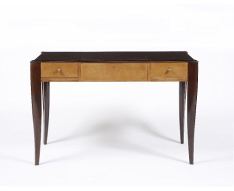 Art Deco French dressing table, circa 1920 lift up mirror, above shaped tapering legs 75cm high, 116cm wide, 50cm deep.