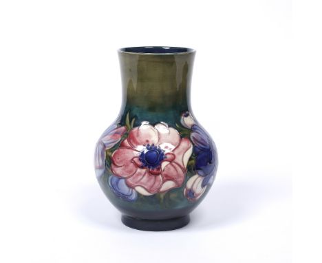 Walter Moorcroft (1917-2002) 'Anemone' pattern vase, circa 1950 initialled in underglaze blue, impressed manufacturer's marks