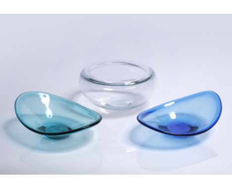 Per Lutken (1916-1998) for Holmegaard Clear glass bowl and a pair of 'Selandia' glass bowls, circa 1960 the clear glass bowl 