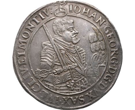 GERMANY. SAXONY. Johann Georg I. Silver 1 taler, 1645 CR. Good very fine. Reference: KM 425; Dav. 7601; C/K 156, Schnee 818Di