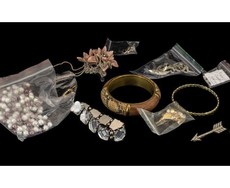 Collection of Vintage &amp; Contemporary Costume Jewellery comprising Flapper style faux pearl necklace; Laura Ashley long do