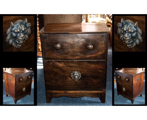 Georgian Flap Front Commode Chest the fitted interior missing. With turned knobs to the front. Raised on bracket feet. Circa 