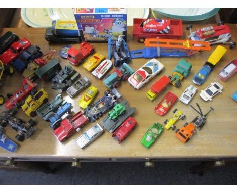 Mixed retro die cast vehicles to include a Corgi Comics Lunar bug 