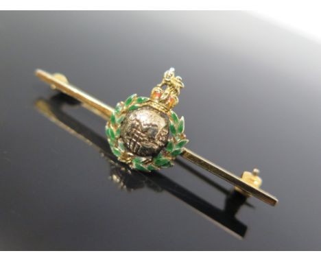 A 9ct Gold and Enamel Royal Marines Brooch, 3.5g