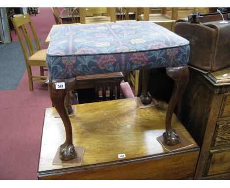 A 1920's Mahogany Stool, with ball and claw terminals to cabriole legs.