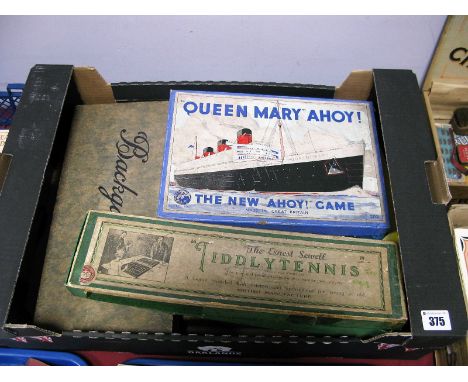 A 1930's Game of Backgammon, Tiddlytennis, Queen Mary Ahoy!, later "Little Noddy" car game, Rail Race game, plus children's b