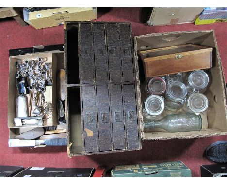 A Mid 1900's Shop Counter Cigar Display Cabinet, a selection of seven glass jars, an eight drawer office filing cabinet, plus